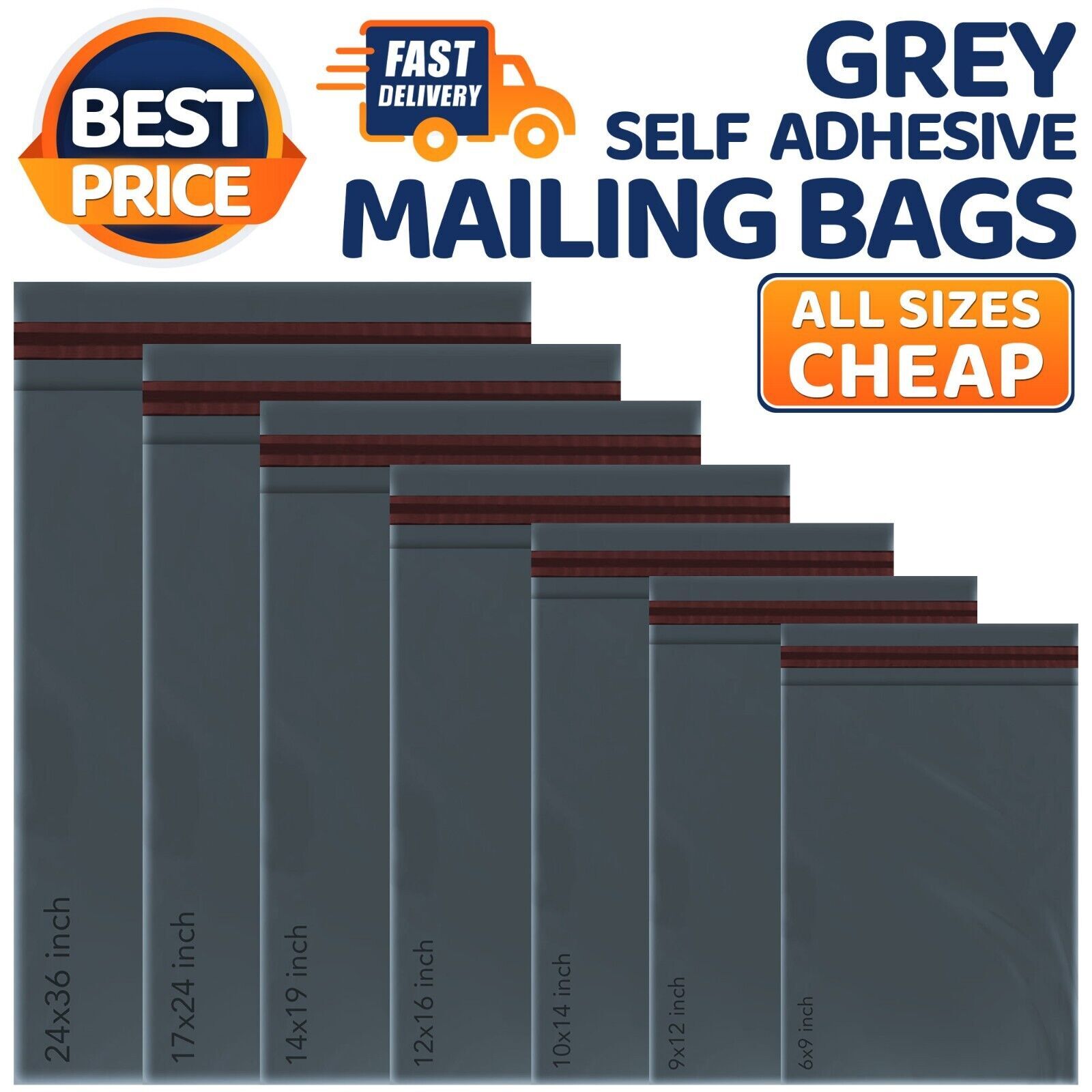 GREY MAILING STRONG POLY POSTAL POSTAGE SELF SEAL ALL SIZE BAGS FAST DELIVERY UK