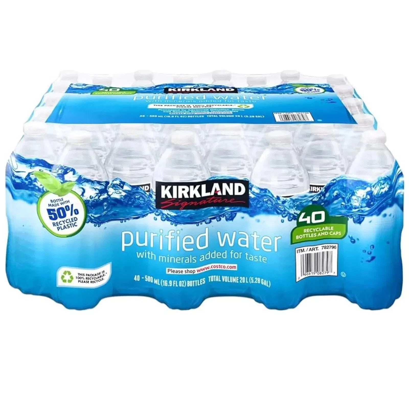 Bulk Kirkland Spring Still Bottled Water 40 x 500ml Water Multipack, Fresh Water