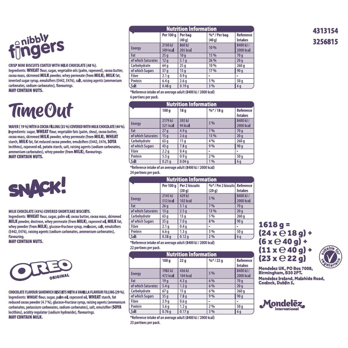 Cadbury & Oreo Big Box Of Treats 64 Snacks