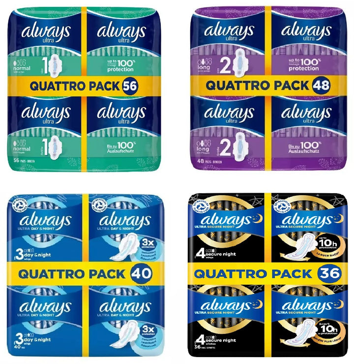 Always Ultra Night Long  Normal Sanitary Towels Pads With Wings 36 40 48 56 Pack