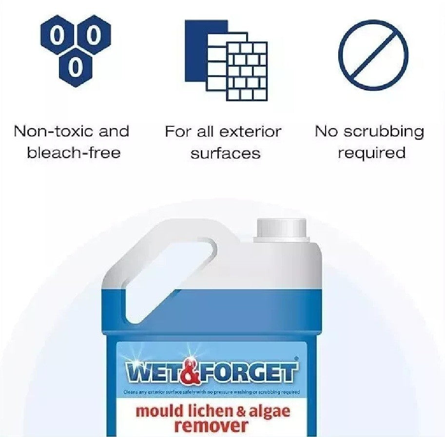 Wet & Forget 5L Outdoor Cleaner | Mould Algae Lichen Remover No Scrub Biocide UK