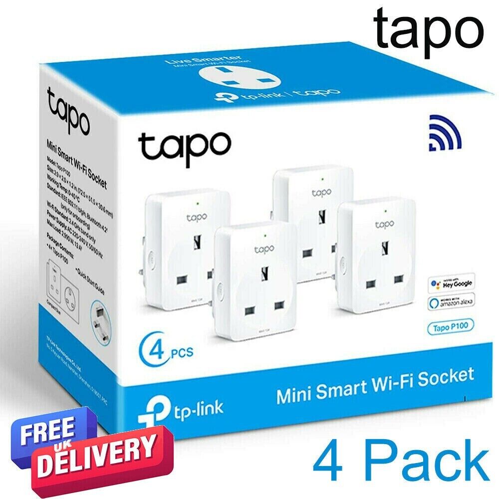 TP Link Tapo Outlet Works With Google Amazon Alexa Mini Smart Wi-Fi Socket 4 Pcs
