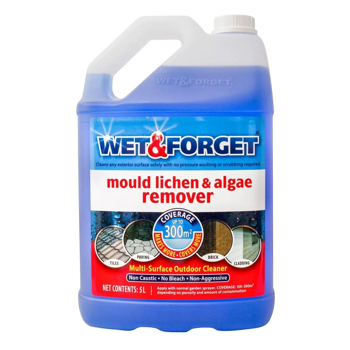 Wet & Forget 5L Outdoor Cleaner | Mould Algae Lichen Remover No Scrub Biocide UK