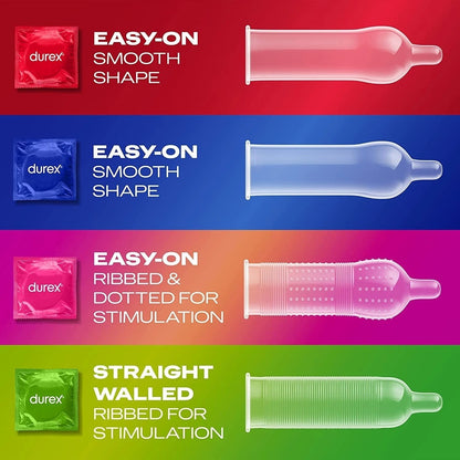Durex Surprise Me Mixed Condoms Thin Thick Ribbed Dotted Condoms Pack of 40