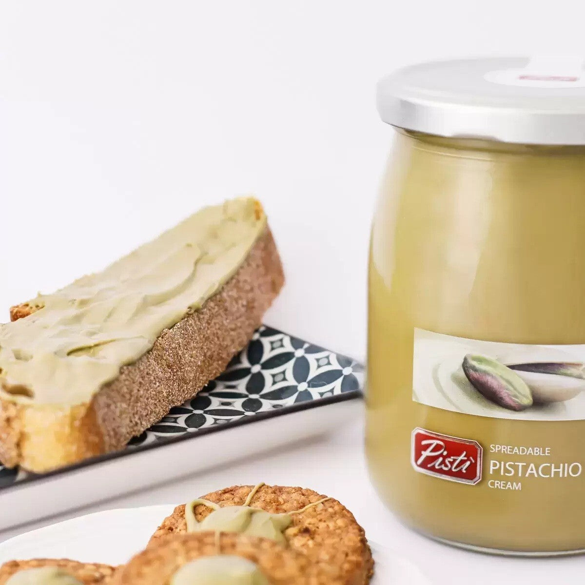 Pisti Sicilian Rich in fibre Vitamin E Pistachio Cream Spreadable Paste Jar 600g