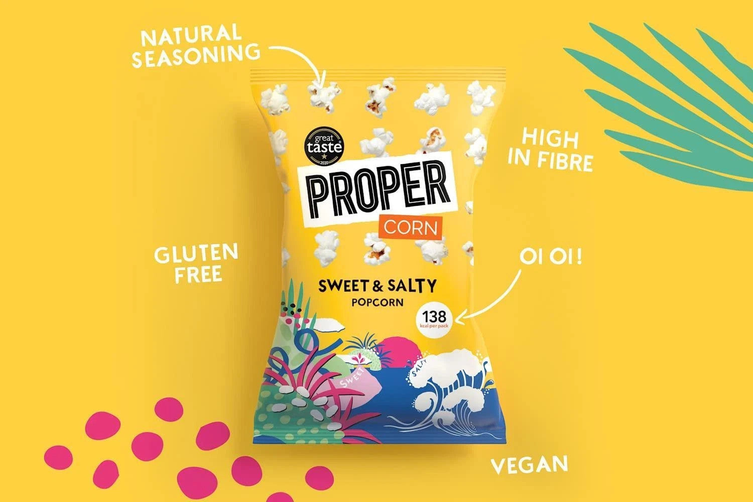 Proper Corn Sweet & Salty Popcorn 32 x 14g Multipack Vegan Low Cal Snack Glute