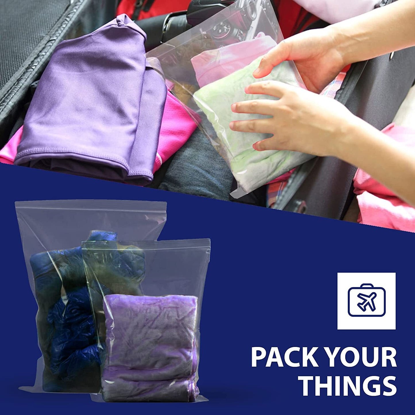 Grip Seal Bags Self Resealable Clear Polythene Poly Plastic Zip Lock All Sizes