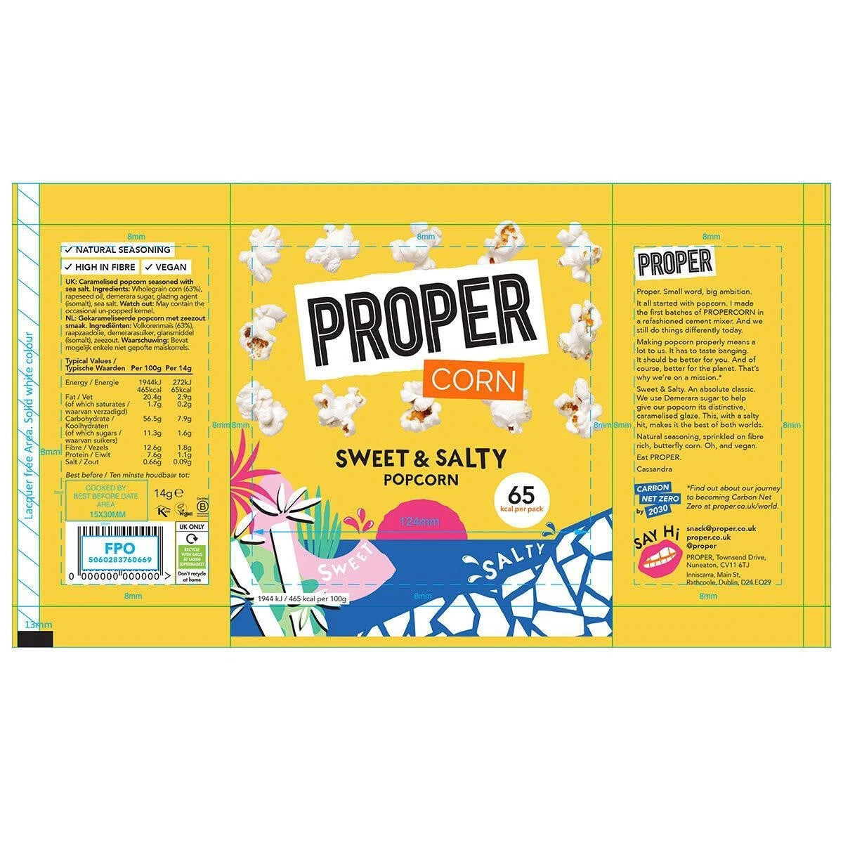 Proper Corn Sweet & Salty Popcorn 32 x 14g Multipack Vegan Low Cal Snack Glute