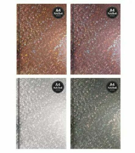 Notebooks A4 Holographic Hardback Lined Notebook Pink, Silver, Dark Silver, Gold