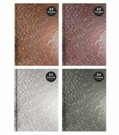 Notebooks A4 Holographic Hardback Lined Notebook Pink, Silver, Dark Silver, Gold