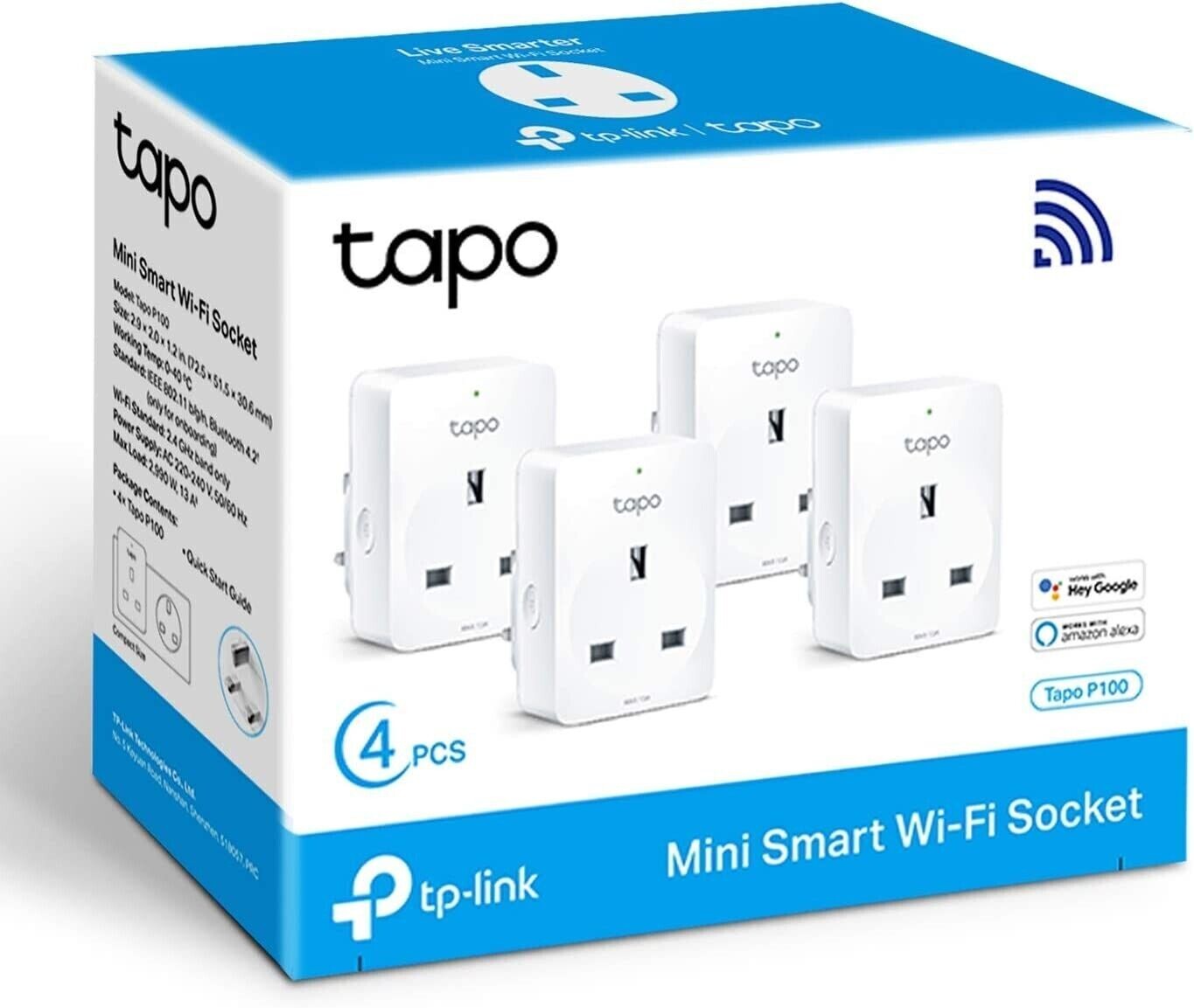 TP Link Tapo Outlet Works With Google Amazon Alexa Mini Smart Wi-Fi Socket 4 Pcs