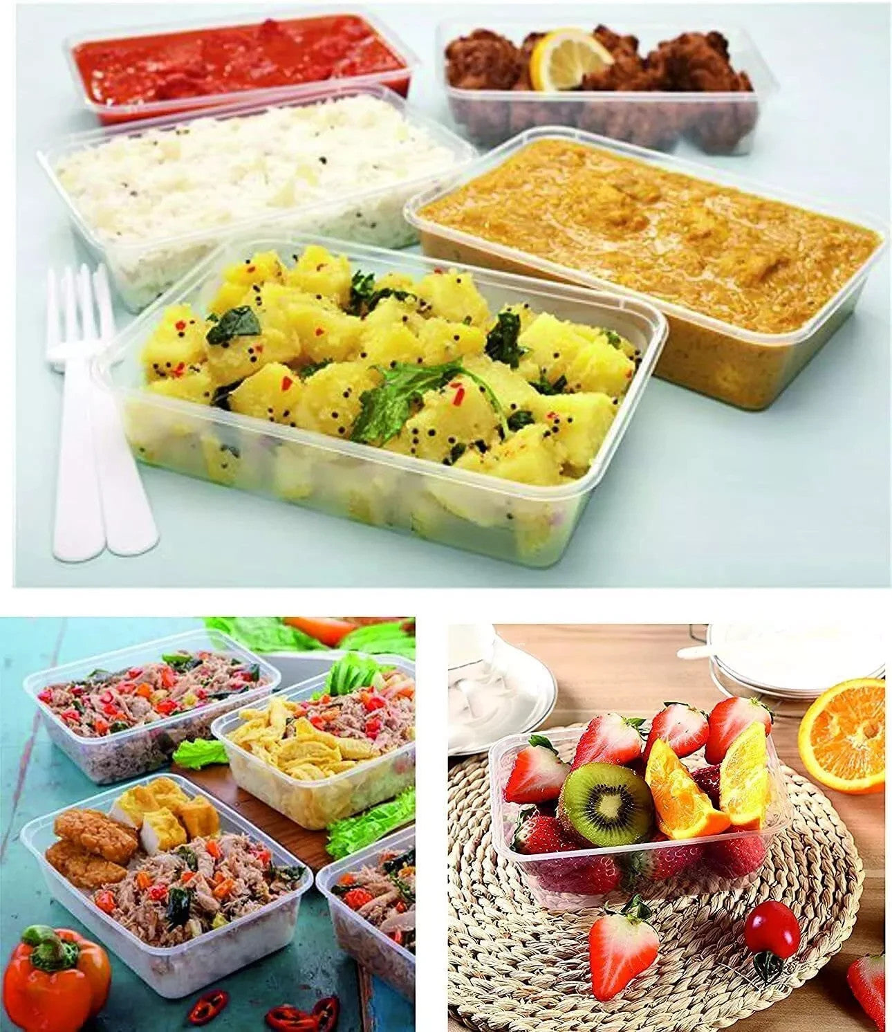 SATCO Clear Plastic Food Containers With Lids 650 ml Reusable 250 Pack Microwave
