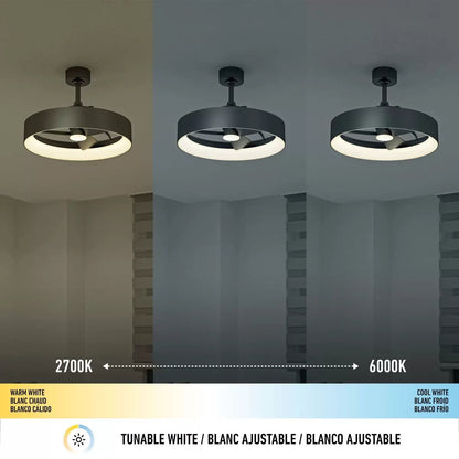 Artika Austin Black Ceiling Fan LED Remote Control Light Modern Silent Fandelier