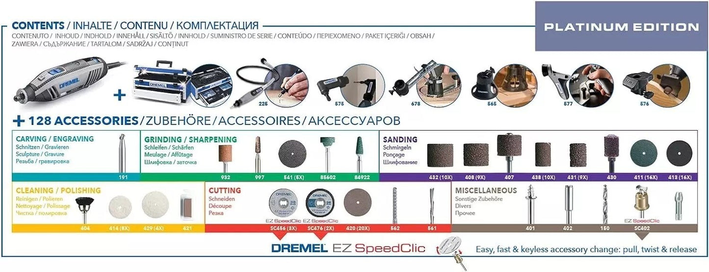 Dremel 4250 Multitool Platinum Tool Kit with 6 Attachments 128 Accessories 175W