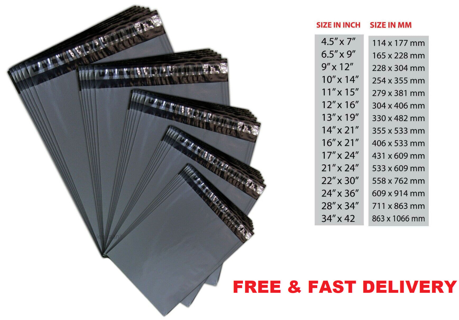 GREY MAILING STRONG POLY POSTAL POSTAGE SELF SEAL ALL SIZE BAGS FAST DELIVERY UK
