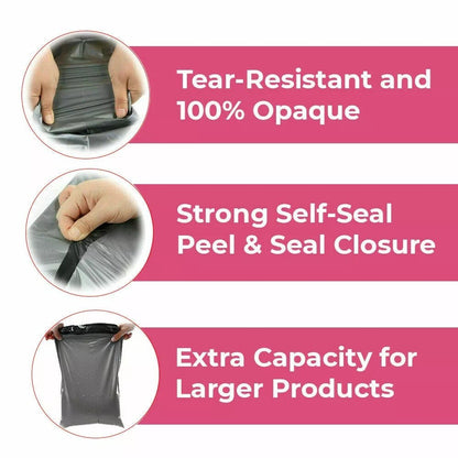 50 Grey Postal Mailing Bags 10x14 Inch 250x350mm Self Seal Postage Parcel Bags