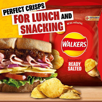Walkers Ready Salted Crisps 32.5g x 32 Pack Full Case  British Classic Snack