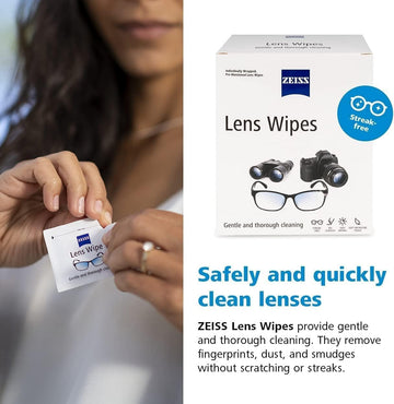 ZEISS Lens Cleaning Wipes 250 Pack Streak Free Pre Moistened Individually Wrap