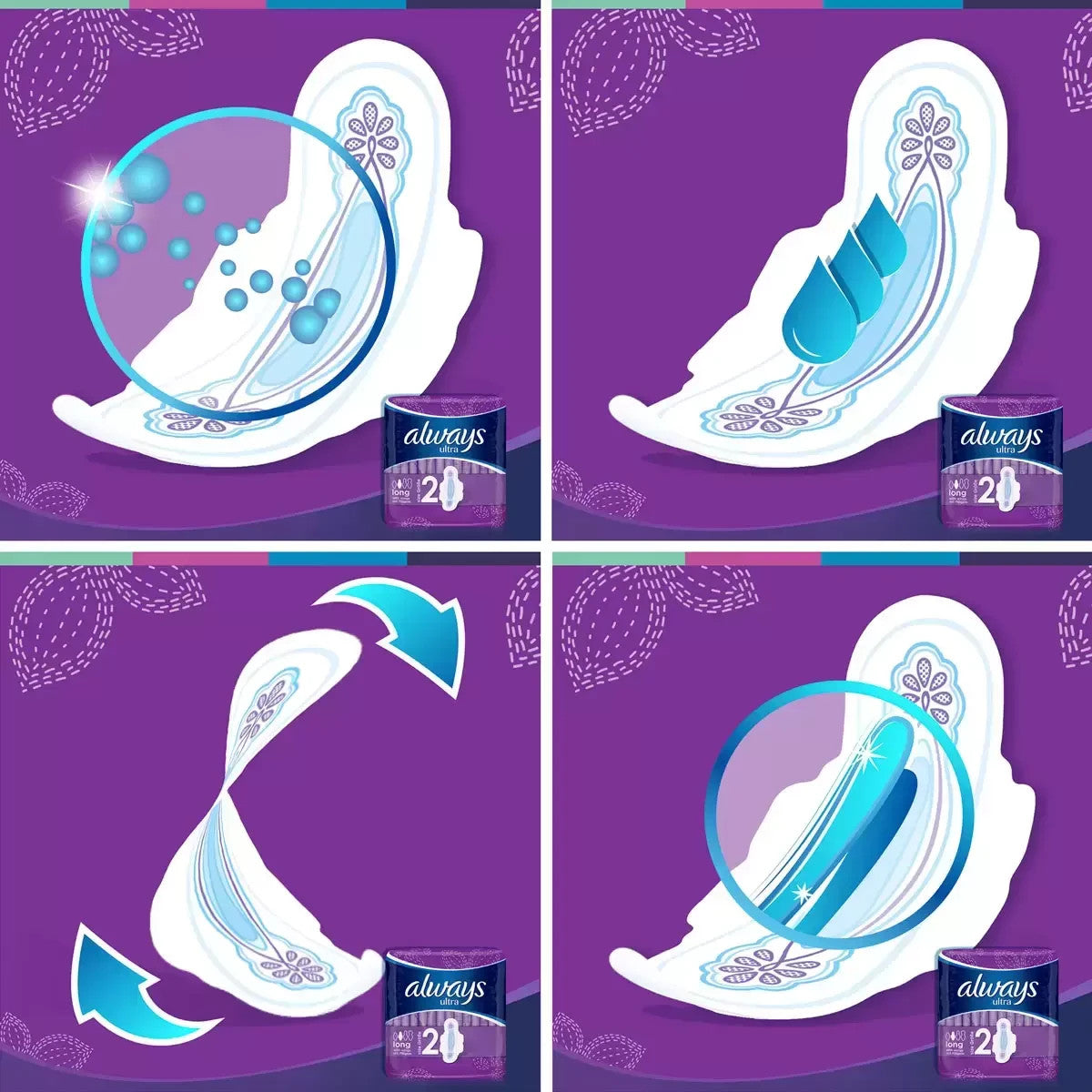 Always Ultra Night Long  Normal Sanitary Towels Pads With Wings 36 40 48 56 Pack
