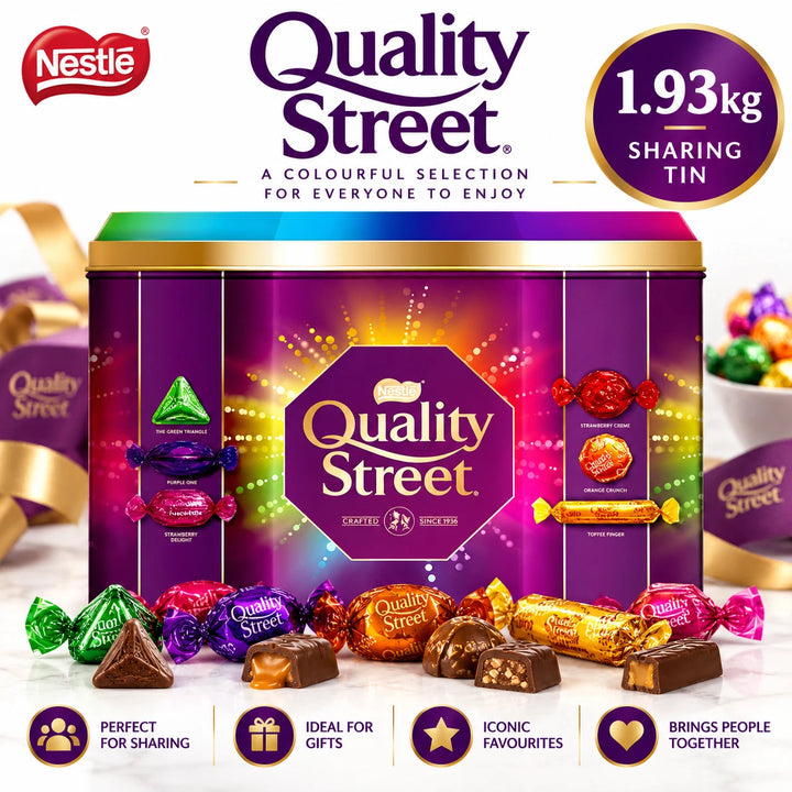 Nestle Quality Street Tin 1930g Chocolates Toffees Fruit Cremes Christmas Treats