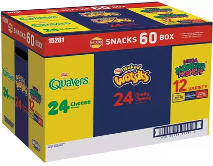 Walkers Wotsits Quavers Monster Munch Variety Crisps Snack Box Pack of 60 Mix UK