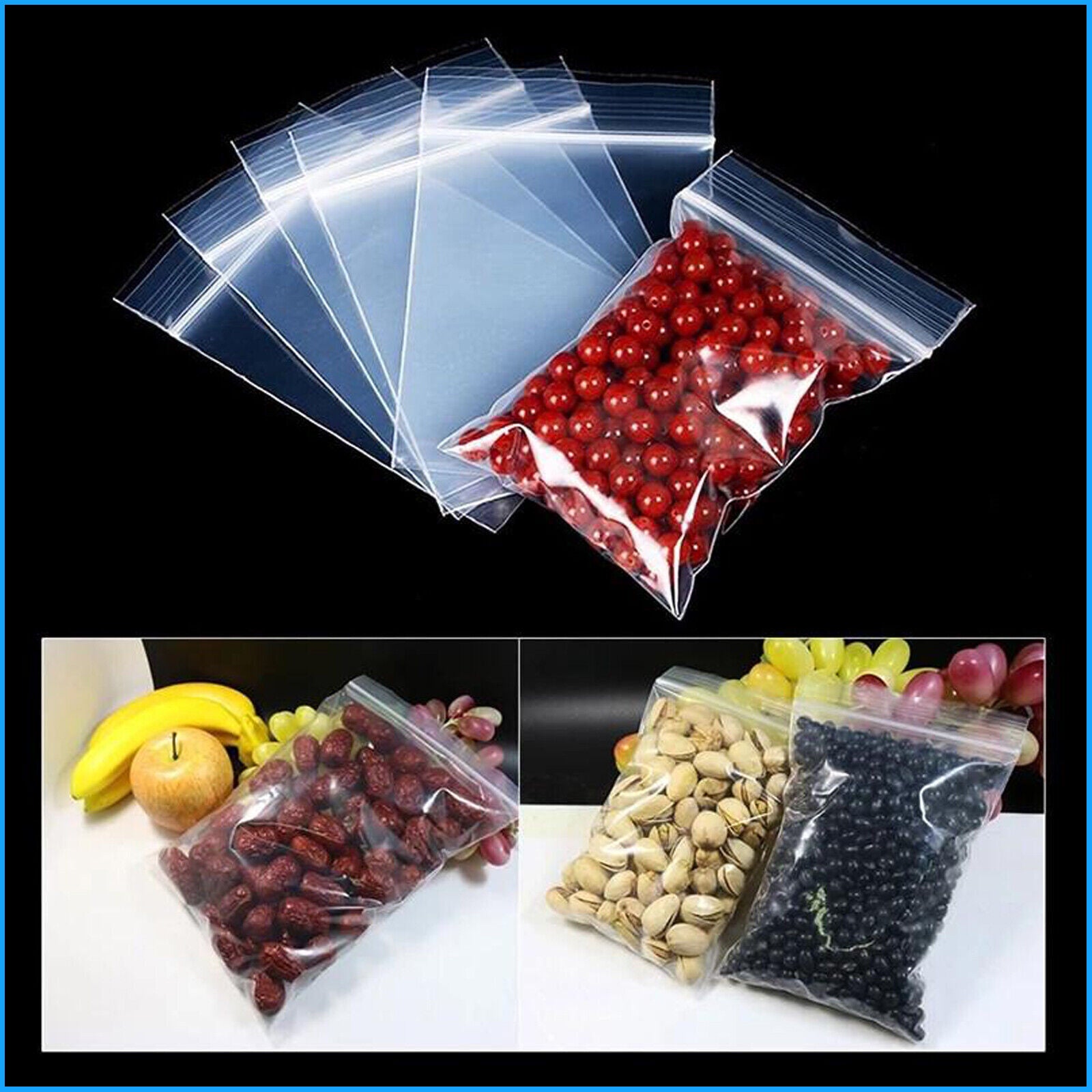 Grip Seal Bags Self Resealable Clear Polythene Poly Plastic Zip Lock All Sizes