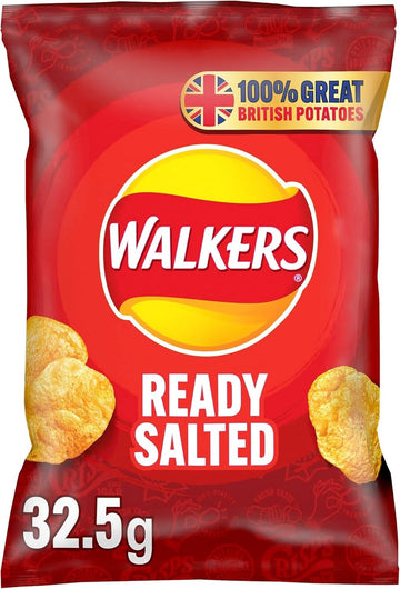 Walkers Ready Salted Crisps 32.5g x 32 Pack Full Case  British Classic Snack