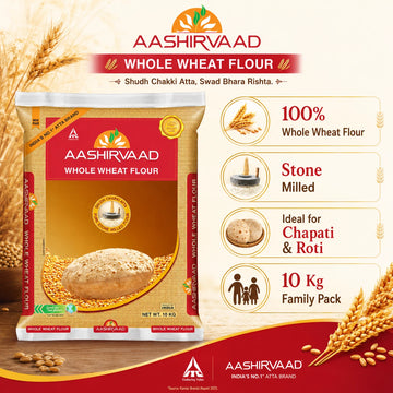 Aashirvaad Chakki Atta 10kg, Whole Wheat Flour, Shudh Chakki Atta Stone Milled
