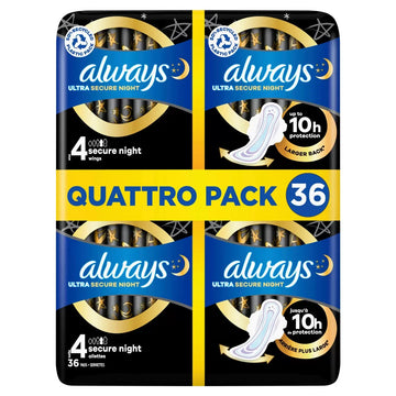 Always Ultra Night Long  Normal Sanitary Towels Pads With Wings 36 40 48 56 Pack