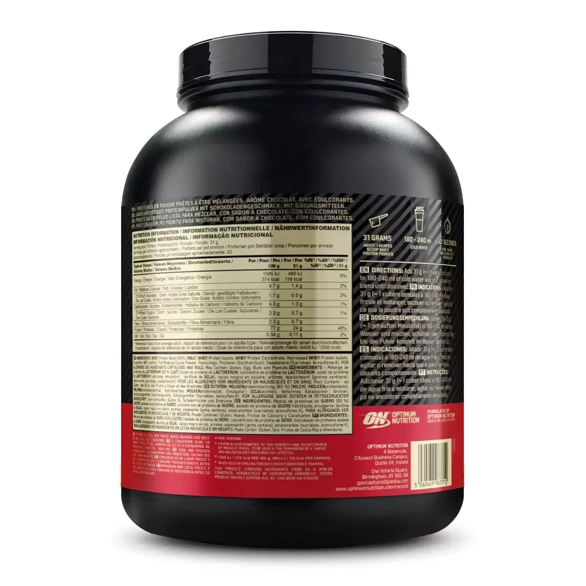 Whey Chocolate and Vanilla Protein Powder Optimum Nutrition Gold Standard 100%