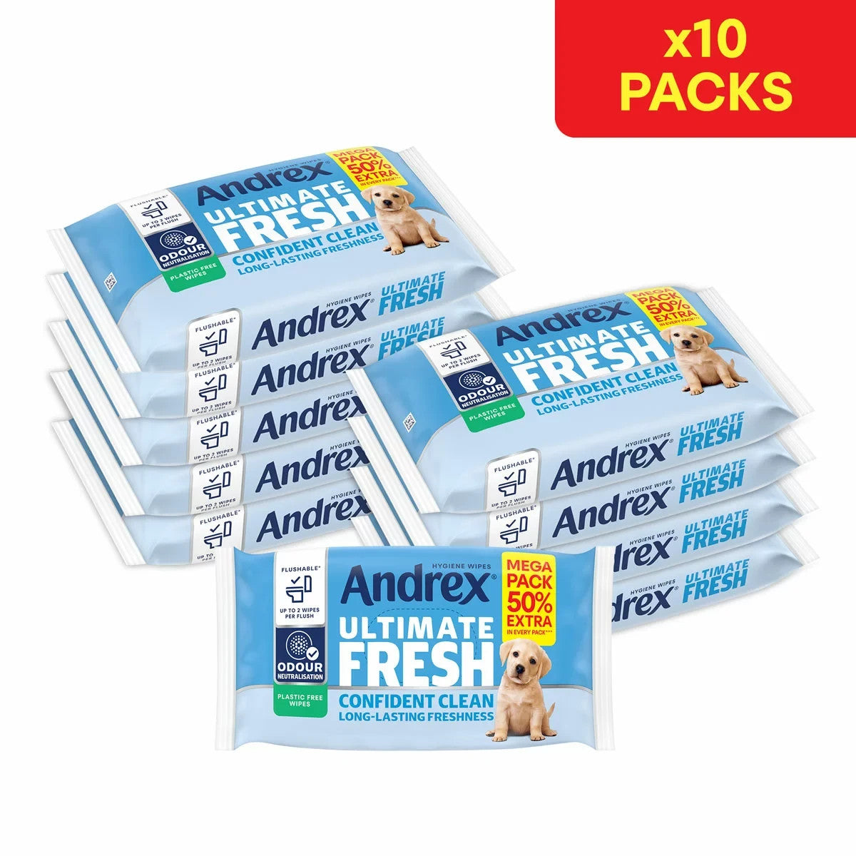 Andrex Ultimate Fresh Hygiene Wipes Mega Odour Control Moist Toilet Tissue 10x56