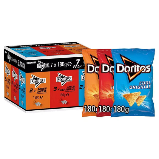 Walkers Doritos 7x180g Variety Box Cool Tangy Chilli Heatwave Crisps Vegetarian