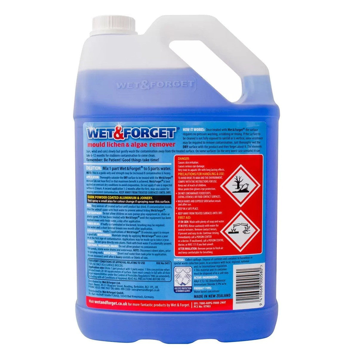 Wet & Forget 5L Outdoor Cleaner | Mould Algae Lichen Remover No Scrub Biocide UK