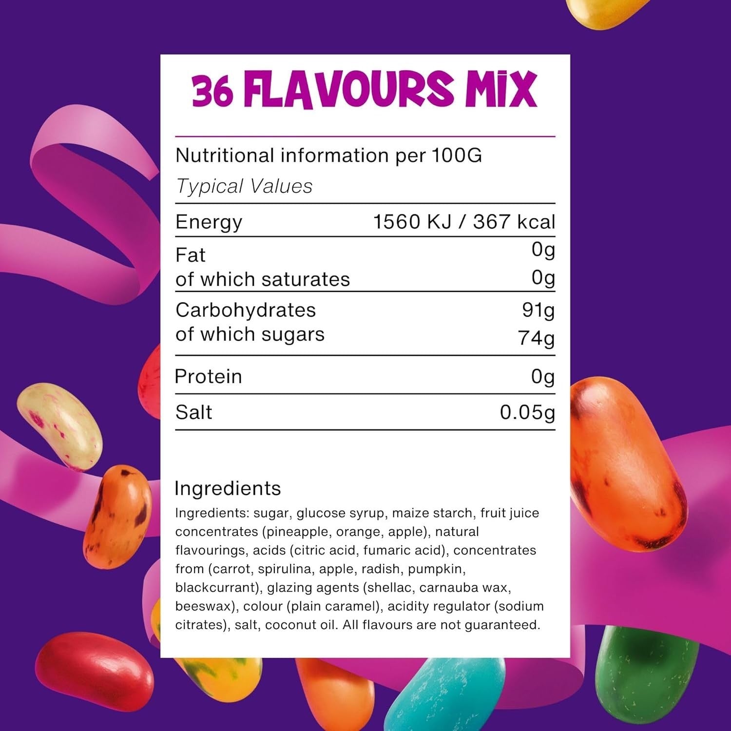 The Jelly Bean Factory 36 Flavour Mix 1.4kg Gourmet Sweets Natural Gluten Free