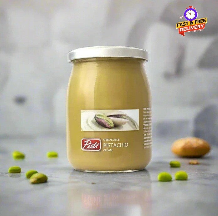 Pisti Sicilian Rich in fibre Vitamin E Pistachio Cream Spreadable Paste Jar 600g