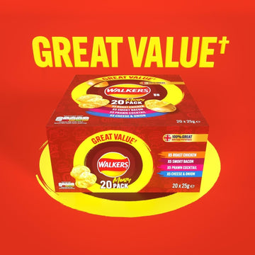 Walkers Meaty Variety Multipack Crisps Snack Box 20x25g Assorted Flavours