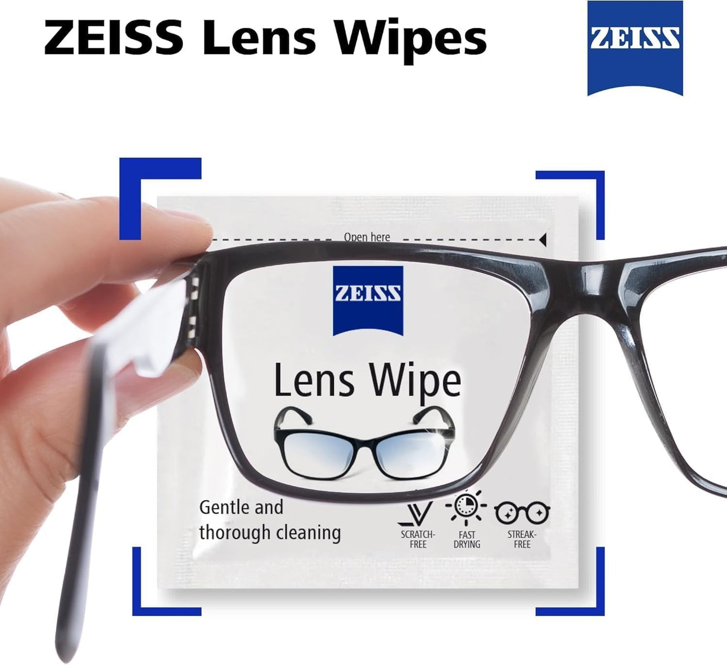 ZEISS Lens Cleaning Wipes 250 Pack Streak Free Pre Moistened Individually Wrap