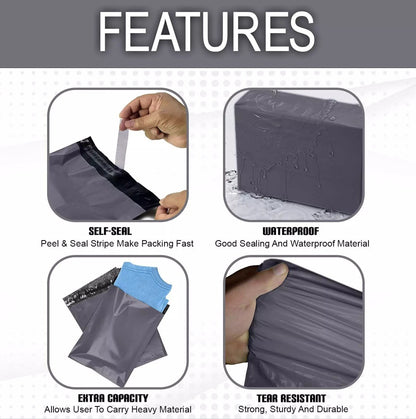 50 Grey Postal Mailing Bags 10x14 Inch 250x350mm Self Seal Postage Parcel Bags