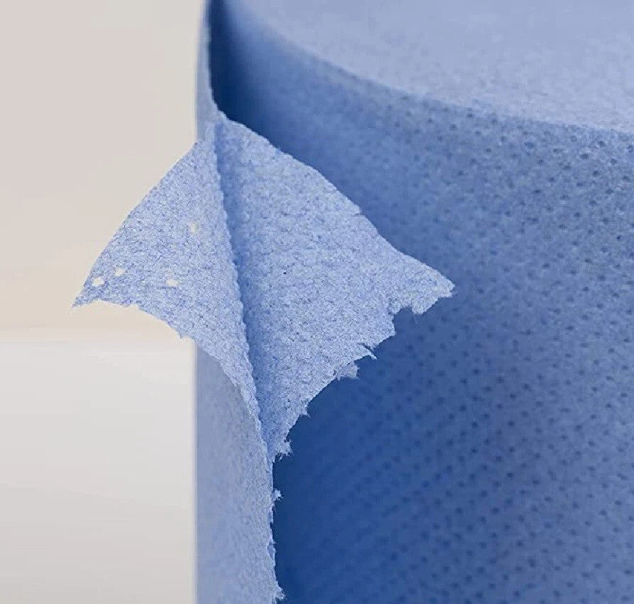 Blue Rolls 6 Pack Centrefeed 2 Ply Embossed Blue Paper Rolls 185mm x 130M Rolls