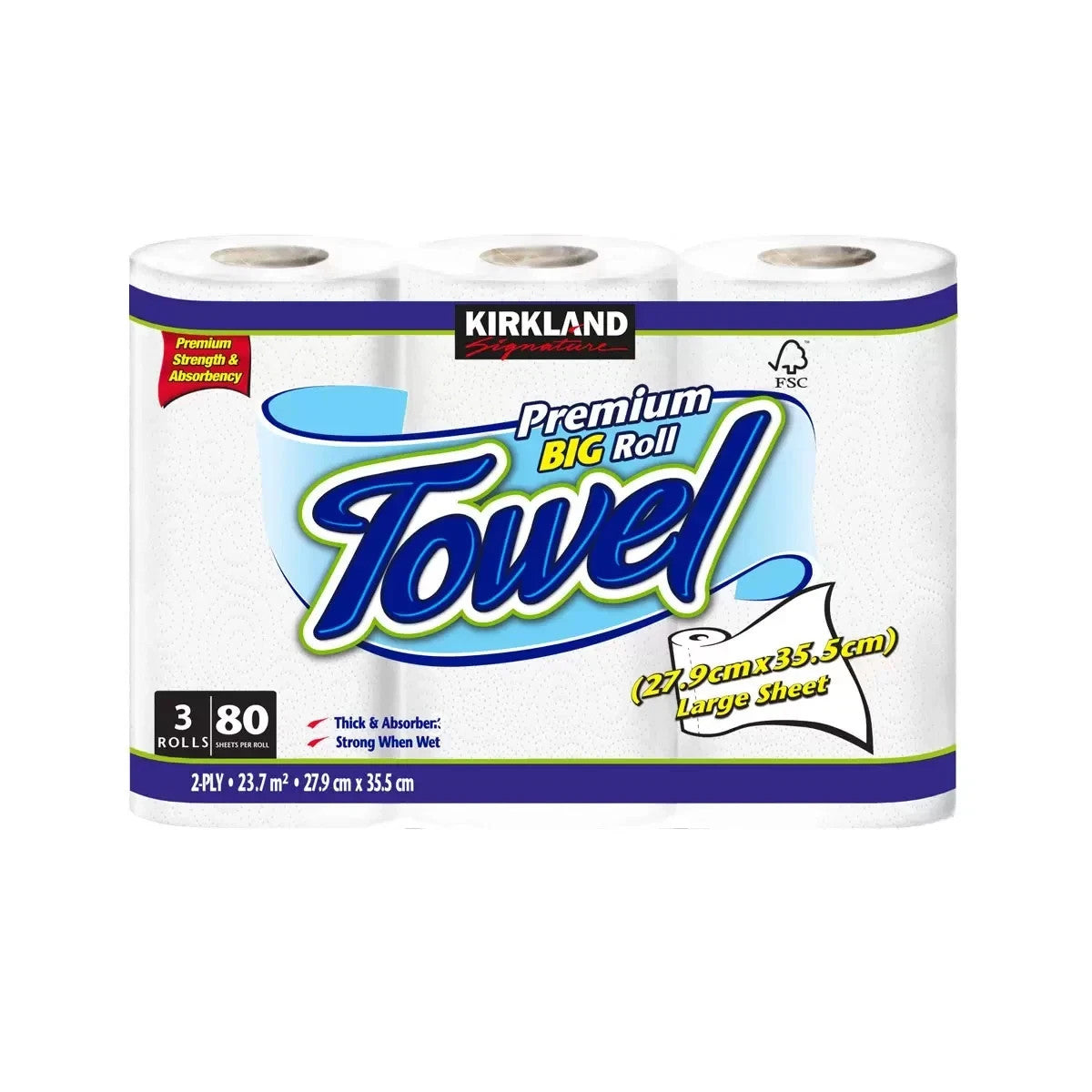 Kirkland Kitchen Towel 12 Premium Thick Absorbent Rolls – 2-Ply 80 Sheets Each