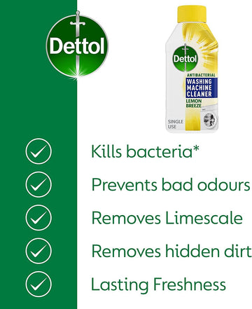 Dettol Washing Machine Cleaner Lemon 250ml Kills 99.9% of Bacteria pack of 6