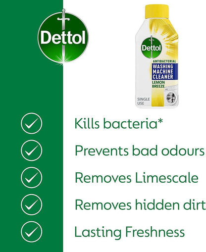 Dettol Washing Machine Cleaner Lemon 250ml Kills 99.9% of Bacteria pack of 6