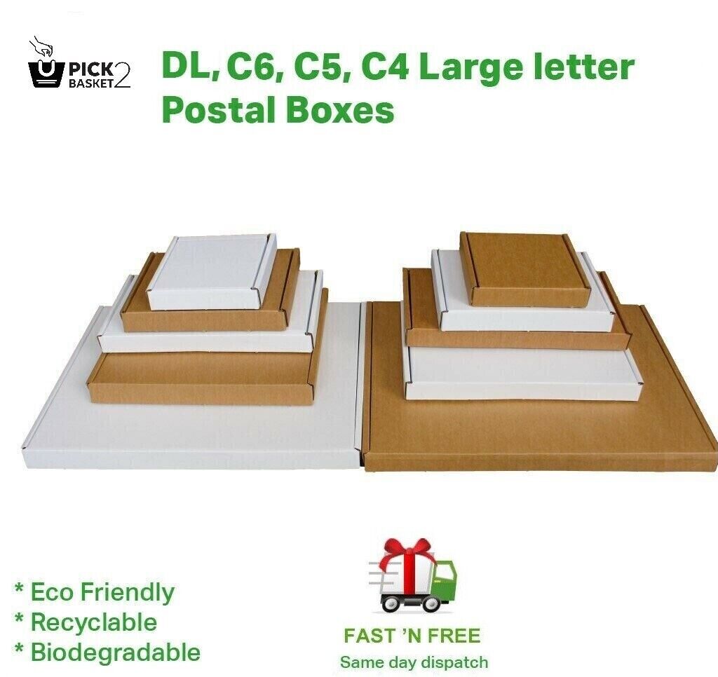 Royal Mail PIP Large Letter EcoFriendly Cardboard Postal Mail Box C4 C5 C6 DL