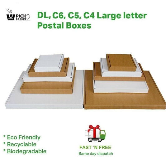 Royal Mail PIP Large Letter EcoFriendly Cardboard Postal Mail Box C4 C5 C6 DL