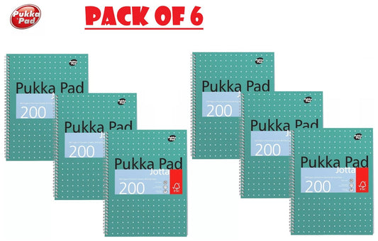 PACK of 6 Pukka Pad A4 Metallic Jotta Notebook 200 Pages Wirebound 8mm 80 GSM
