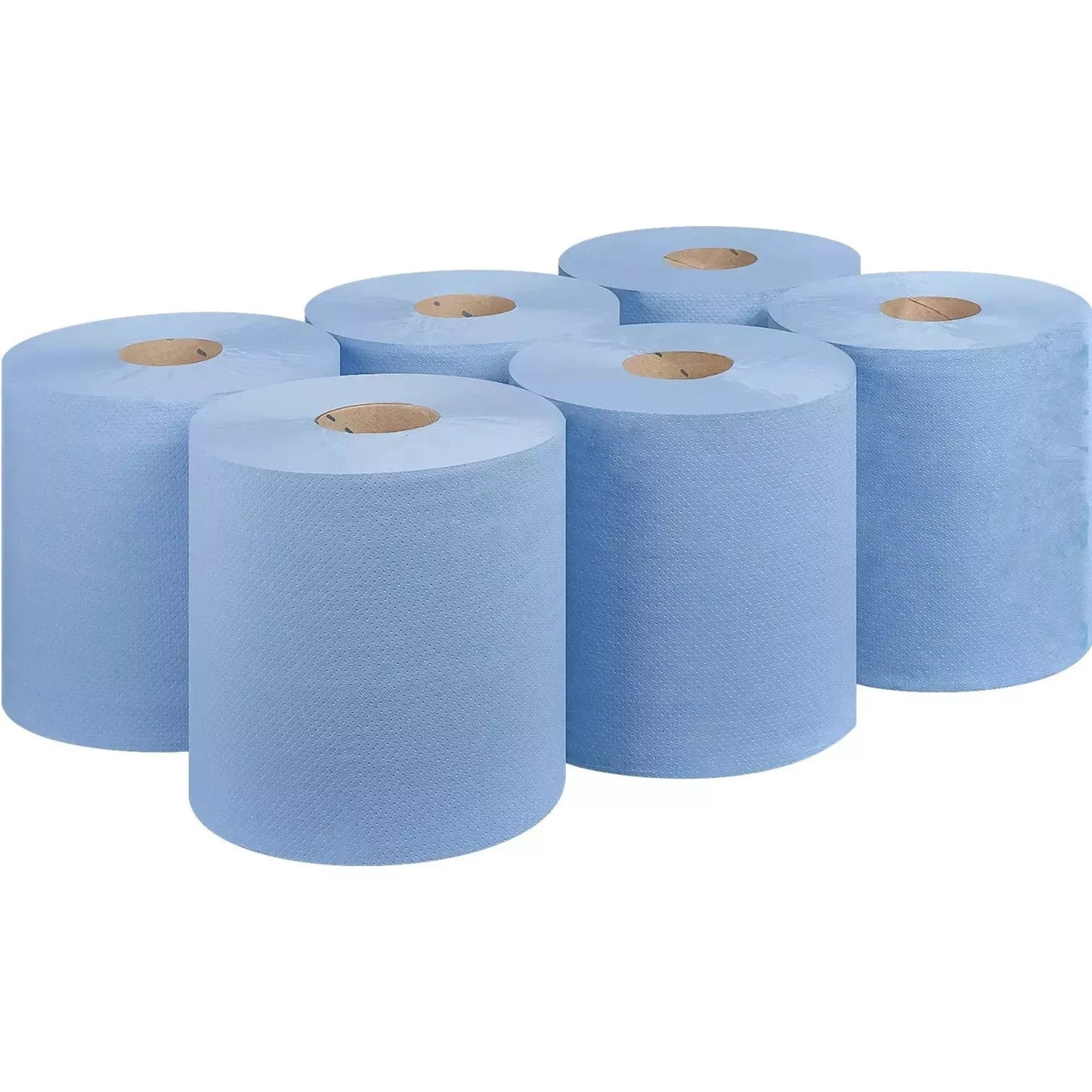 Blue Rolls 6 Pack Centrefeed 2 Ply Embossed Blue Paper Rolls 185mm x 130M Rolls