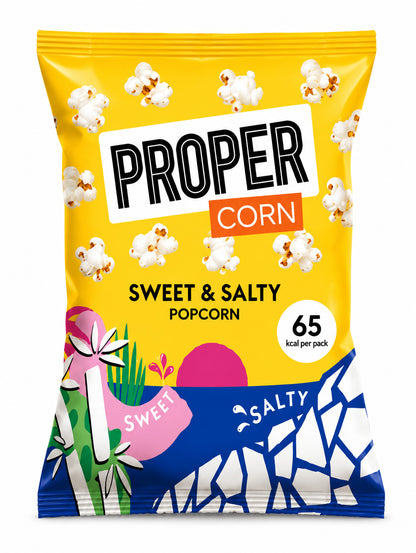 Proper Corn Sweet & Salty Popcorn 32 x 14g Multipack Vegan Low Cal Snack Glute