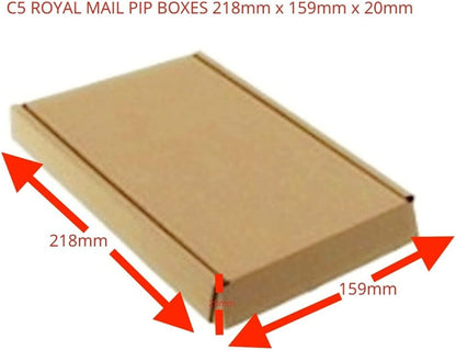 Large Letter Box Suitable for Royal Mail PIP Brown C5 22x16x2 cm Pack of 50 Box