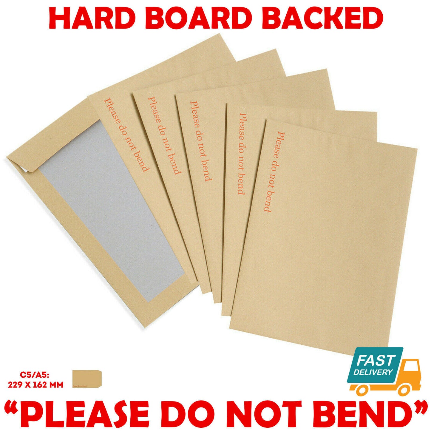 Hard Card Board Backed Please Do Not Bend Envelopes Manilla Brown A3 A4 A5 A6