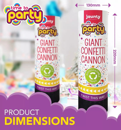 2 Giant Confetti Cannons Large Party Popper Shooter Wedding Birthday Celebration